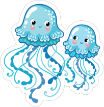 Two Little Blue Jellyfish Sticker