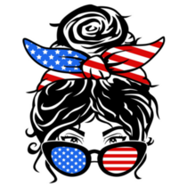 Usa Mom Bun Illustration 4th Of July Sticker