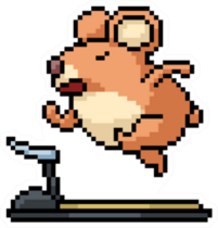 Vector Pixel Art Hamster Running On Treadmill Sticker