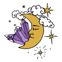 Vintage Celestial Crystal Moon Sticker