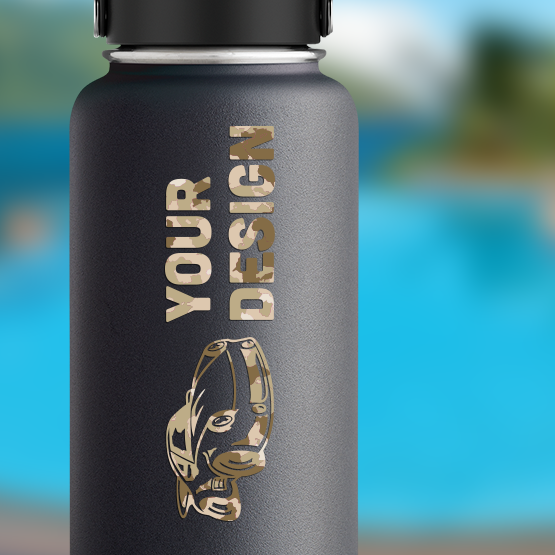 Custom Camo Transfer Sticker on Water Bottle