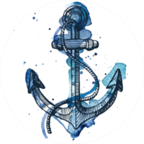 Watercolor And Ink Illustration Of An Anchor Sticker