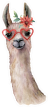 Watercolor Card With Llama Wearing Sunglasses Sticker