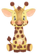 Watercolor Drawing Of A Cute Baby Giraffe Sticker