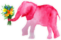 Watercolor Elephant With Flowers Sticker