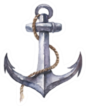 Watercolor Hand Drawn Nautical Anchor Sticker