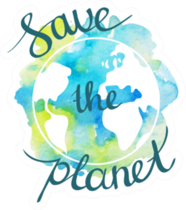 Watercolor Save the Planet Sticker