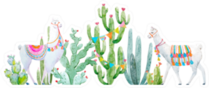 Watercolor Tropical Cute Llama Sticker