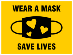 Wear a Mask Save Lives Hearts Sticker