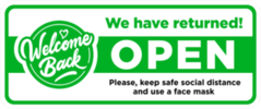 Welcome Back We're Open Sticker