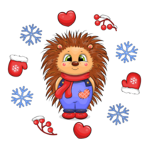 Winter Hedgehog Circle Sticker