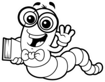 Worm With Book Line Art Sticker