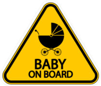 Yellow Baby on Board Sign Sticker with Stroller