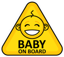 Yellow Baby on Board Sign with Baby Sticker