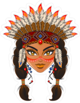 Young American Indian Woman Face Sticker