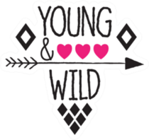 Young And Wild Subtitle With Hearts And Arrow Sticker