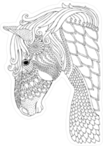 Zentangle Horse Head Line Art Sticker