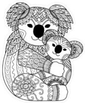 Zentangle Mother and Baby Koala Sticker